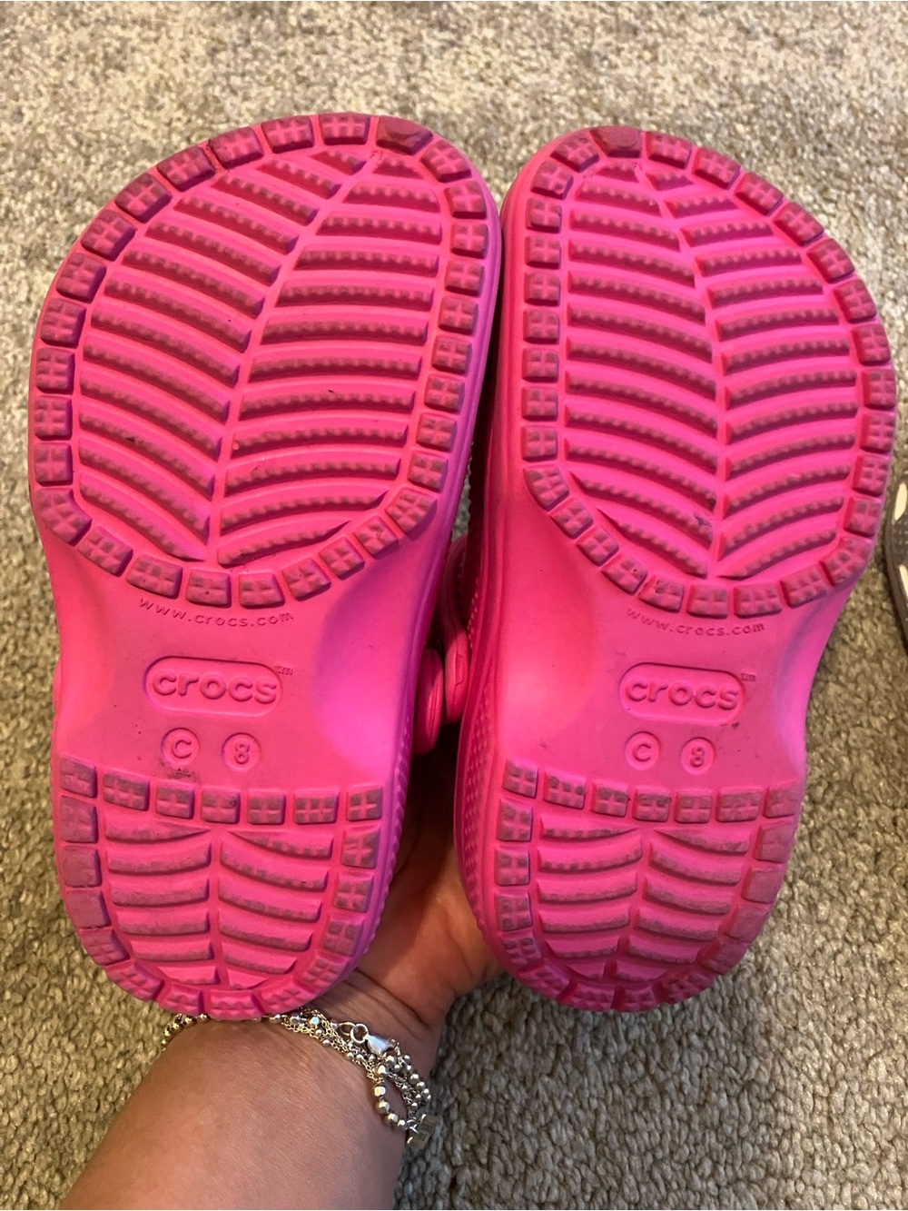 CROCS Kids Clogs Duo in Hot Pink and Sparkle Silver - Picture 3 of 4